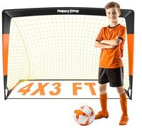 Happy Jump Portería De Fútbol 3x2.2FT, 4x3FT, 5x3.6FT, 7x5FT Pop-Up Entrenamiento De Fútbol para Patio Trasero (4x3 FT- Negro Naranja)-1 PC