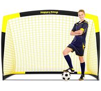 Happy Jump Portería de Fútbol Pop-Up Plegable - 152 x 110 cm, 1 Portería, Negro y Amarillo | Estructura Resistente de Fibra de Vidrio | Ideal para Jardín y Parque