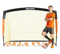 Happy Jump Portería De Fútbol 3x2.2FT, 4x3FT, 5x3.6FT, 7x5FT Pop-Up Entrenamiento De Fútbol para Patio Trasero (5x3.6 FT- Negro Naranja)-1 PC
