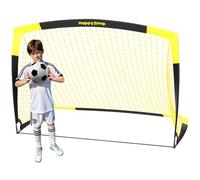 Happy Jump Portería de Fútbol Pop-Up Plegable - 213 x 152 cm, 1 Portería, Negro y Amarillo | Estructura Resistente de Fibra de Vidrio | Ideal para Jardín y Parque