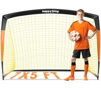 Happy Jump Portería De Fútbol 3x2.2FT, 4x3FT, 5x3.6FT, 7x5FT Pop-Up Entrenamiento De Fútbol para Patio Trasero (7x5 FT- Negro Naranja)-1 PC