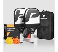 Happy Jump Set de Palas de Pickleball - Palas de Fibra de Vidrio Aprobadas por la USAPA con 4 Pelotas y Bolsa - Regalo Ideal para Familia, Amigos y Amantes del Pickleball