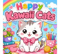Happy Kawaii Cats: Bold & Easy & Fun Cozy Cute Cats 40 Easy Cats Coloring Pages for Kids
