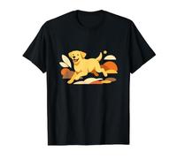 Happy Labrador Dog Illustration for Dogs Lover Camiseta gráfica económica, Hombre, Negro, M