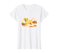 Happy Labrador Dog Illustration for Dogs Lover Camiseta gráfica económica, Mujer, Blanco, S