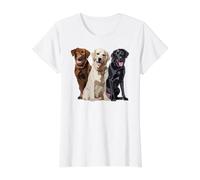 Happy Labrador Retriever Golden Black Brown Chocolate Lab Camiseta gráfica económica, Mujer, Blanco, XL