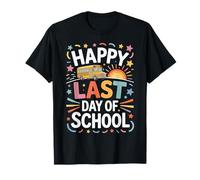 Happy Last Day of School Colorful End Year Celebration Kids Camiseta