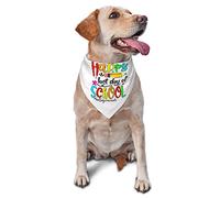Happy Last Day of School Spring Dog Bandanas Boy Bulk Puppy Pañuelo Ajustable Triángulo Suave Baberos Accesorios para Perros Pequeños Medianos Grandes Gatos Blanco