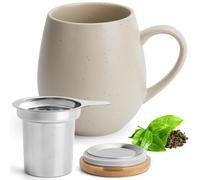 Happy Lemuro Taza de té con tapa y colador - 550 ml - Taza grande con colador - XXL Taza con tapa - Taza de té grande - Taza de té - Accesorios de té - Taza de té - Taza jumbo