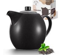Happy Lemuro Tetera con colador de cerámica - 1,2 l - Tetera de cerámica negra (antracita) - Teapot Pot Ceramic - Tetera de gres - Accesorios para té - Tetera para té suelto