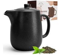 Happy Lemuro Tetera de cerámica con infusor - Tetera grande de 40 onzas con colador - Tetera de cerámica para té suelto - Tetera de cerámica para té