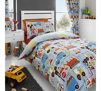 Happy Linen Co - Set de Fundas Infantiles para edredón - Estampado con excavadoras Grandes - Gris - Bebé