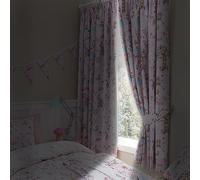 Happy Linen Company Niñas Niños Bosque Encantado Unicornio Rosa 66 x 72 Anillo Track Pole Totalmente Forrado Térmico Blackout Juego de Cortinas Plisadas