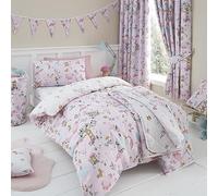 Happy Linen Company Niñas Niños Niños Bosque Encantado Unicornio Cama para Cuna Reversible Suave Ropa De Cama De Fácil Cuidado Funda Nórdica Juego De Cama con Funda De Almohada