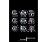 Happy Little 9 Hippo - Black: Elegant College-Ruled Notebook with Playful Hippo Design