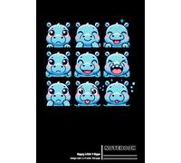 Happy Little 9 Hippo - Blue: Cheerful College-Ruled Notebook with Playful Hippo Art