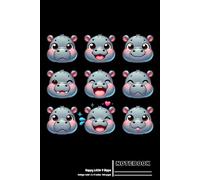 Happy Little 9 Hippo - Gray: Stylish College-Ruled Notebook with Adorable Hippo Illustrations