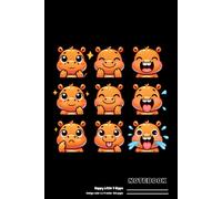 Happy Little 9 Hippo - Orange: Vibrant College-Ruled Notebook Featuring Adorable Hippo Illustrations