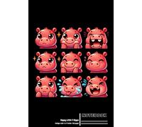 Happy Little 9 Hippo - Red: Bold College-Ruled Notebook with Vibrant Hippo Illustrations