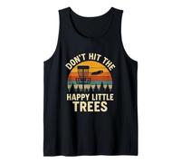 Happy Little Trees Disco Golf Jugador Frisbee Amante Camiseta sin Mangas