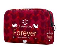 Happy Love Forever - Bolsa de cosméticos para mujer, neceser de viaje, bolsa organizadora de maquillaje grande con cremallera, multicolor, 18.5x7.5x13cm/7.3x3x5.1in, Neceser