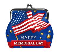 Happy Memorial Day Bandera Americana Azul Mujer PU Cuero Monederos Niñas Mini Hebilla Monedero Bolsa