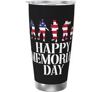 Happy Memorial Day Vaso aislado al vacío de acero inoxidable, tazas de café de 20 oz, taza de viaje, taza de agua