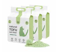 HAPPY MEOW Arena de Tofu para Gatos (18L/7,5Kg) - Natural y Biodegradable - Aglomerante Instantáneo, Bajo en Polvo, Control de Olores Duradero, Ultra Absorbente, Desechable en el Inodoro (Té Verde)