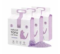 HAPPY MEOW Arena de Tofu para Gatos (18L/7,5Kg) - Natural y Biodegradable - Aglomerante Instantáneo, Bajo en Polvo, Control de Olores Duradero, Ultra Absorbente, Desechable en el Inodoro (Lavanda)
