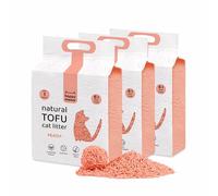 HAPPY MEOW Arena de Tofu para Gatos (18L/7,5Kg) - Natural y Biodegradable - Aglomerante Instantáneo, Bajo en Polvo, Control de Olores Duradero, Ultra Absorbente, Desechable en el Inodoro (Melocotón)