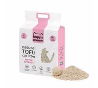 HAPPY MEOW Arena de Tofu para Gatos (6L / 2,5Kg) - Natural y Aglomerante Instantáneo, Bajo en Polvo, Control de Olores Duradero, Ultra Absorbente, Desechable en el Inodoro (Kitten Attract)