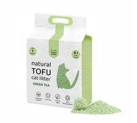 HAPPY MEOW Arena de Tofu para Gatos (6L / 2,5Kg) - Natural y Biodegradable - Aglomerante Instantáneo, Bajo en Polvo, Control de Olores Duradero, Ultra Absorbente, Desechable en el Inodoro (Té Verde)