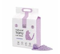 HAPPY MEOW Arena de Tofu para Gatos (6L / 2,5Kg) - Natural y Biodegradable - Aglomerante Instantáneo, Bajo en Polvo, Control de Olores Duradero, Ultra Absorbente, Desechable en el Inodoro (Lavanda)