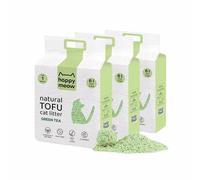 HAPPY MEOW Arena de Tofu para Gatos Aglomerante, 18L/7,5kg, Té Verde | Natural y biodegradable, ultra absorbente, bajo en polvo, control duradero de olores y desechable en el inodoro