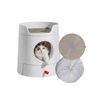 Happy Meow Arenero Castelo 3 en 1, Caja de Arena para Gato Higiénica com Bandeja Sanitaria con Cajón Desmontable. Incluye Rascador, Cama e una Pala para Lecho con Soporte