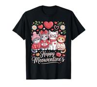 Happy Meowentine Cute Cats Valentine Pun Cat Love Camiseta