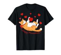 Happy Meowentines Lindo Gato Naranja Jugar con Bola de Hilo Camiseta