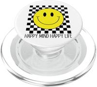 Happy Mind Happy Life 70's Smile, Cara Feliz Sonriente a Cuadros PopSockets PopGrip para MagSafe
