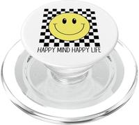 Happy Mind Happy Life 70's Smile, Cara Feliz Sonriente a Cuadros PopSockets PopGrip para MagSafe