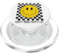 Happy Mind Happy Life 70's Smile, Cara Feliz Sonriente a Cuadros PopSockets PopGrip para MagSafe
