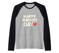 Happy Mother's Day Bold Lettering Con Corazón Celebración Camiseta Manga Raglan