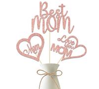 Happy Mother's Day Centerpiece Sticks, Best Mom/Love You Mom, We Love Mom Theme Mom's Day suministros para fiesta de cumpleaños para mujeres, 12 unidades, oro rosa