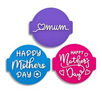 Happy Mother's Day (juego de 3 sellos) Sello en relieve para fondant, glaseado, cupcakes, pasteles, galletas, decoración