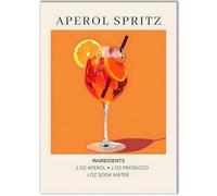 Happy Motive - Póster de cóctel premium disponible en DIN A3 o DIN A4 - Impresión premium en papel de 300 g - Decoración de pared para bar, cocina y bar en casa, oficina sin marco Aperol Spritz A4