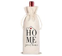 Happy New Home - Bolsa de regalo para vino, para fiestas familiares, bolsa de vino de lino, bolsa de vino reutilizable, regalo de vino para hijo, hija, amigos, colegas, superiores y vecinos