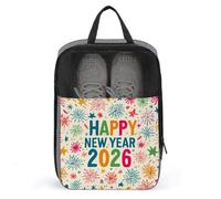 Happy New Year 2026 Fireworks Stars - Bolsa de zapatos para viajes, uso diario, bolsa de almacenamiento antipolvo para zapatos de golf