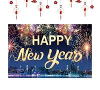Happy New Year Backdrop, 3x5ft 2D Holiday Decoration, Festive Wall Backdrop for Party Hosts, Photographers, Content Creators, Store, Office, Home, Bedroom