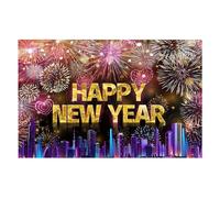 Happy New Year Backdrop, 3x5ft 2D Holiday Decoration, Festive Wall Backdrop for Party Hosts, Photographers, Content Creators, Store, Office, Home, Bedroom