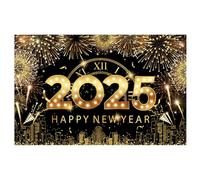 Happy New Year Backdrop, New Year Photography Backdrop, 2025 Firework Background, Black Golden Backdrop, Photo Background New Year, Vintage Firework Backdrop, for Family Photo Backdrop