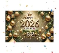 Happy New Year Banner - 7x5 Ft Gold 2026 Backdrop, Wall Sign Decoration, Party Photography Background | Gold 2026 Banner For Home Office School Bar Yard Party